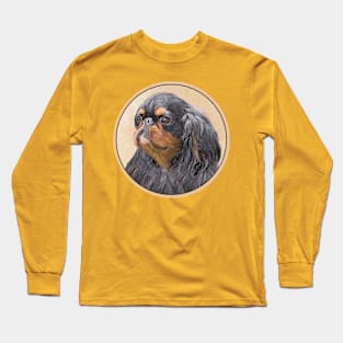 English Toy Spaniel Painting Original Animal Art Long Sleeve T-Shirt